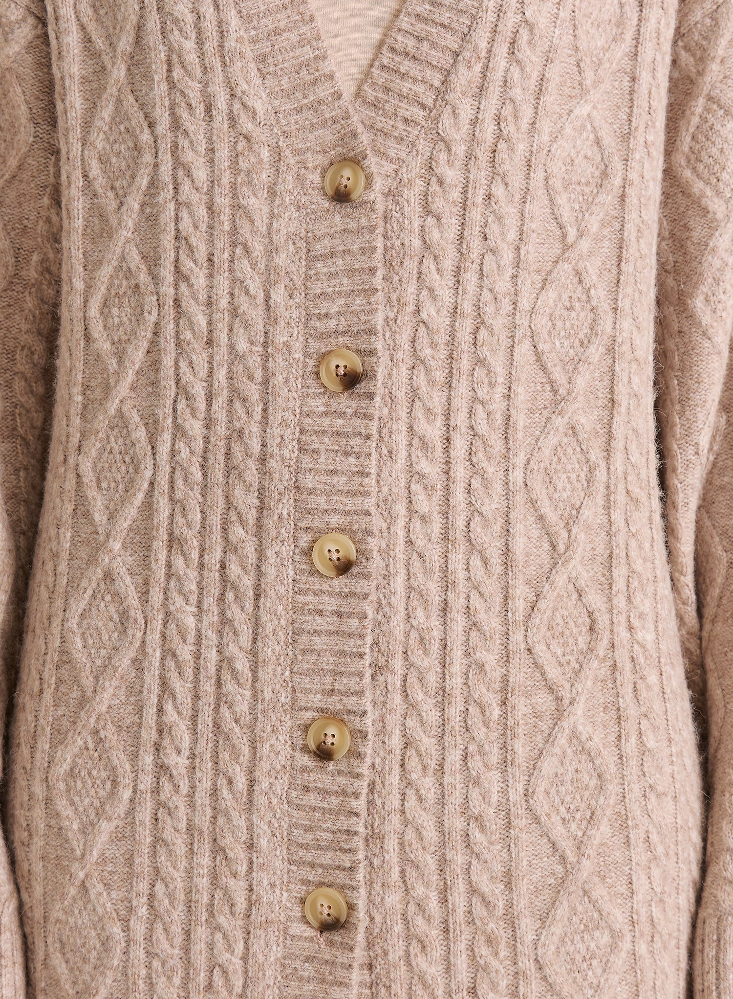 Taupe Cable Knit Longline Cardigan